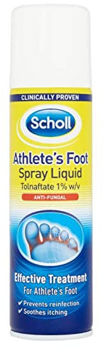 Scholl Athlete's Foot Spray, 150ml - Antifungal Treatment, Clinically Proven with Tolnaftate, Fast-Acting Spray for Athlete's Foot Relief, Eliminates Fungus, Soothes Itching & Burning (Pack of 1)