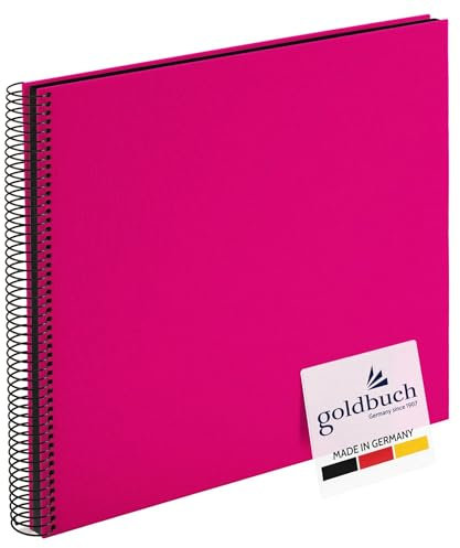 goldbuch 25964 Spiralalbum Bella Vista, Foto Album 35 x 30 cm, Fotoalbum mit 40 schwarze Seiten, Erinnerungsalbum aus Leinen, Fotobuch für Bilder und Fotos zum Einkleben, Pink
