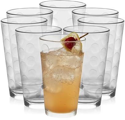 Libbey Reno Patterned Tumbler Glasses, 16-Ounce, Set of 8