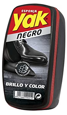 Yak - Spugna per pulizia nera, lucida e colore mediato, per calzatura in pelle - 130 g