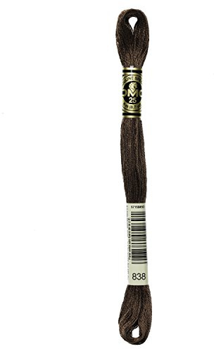 DMC 117-838 6 Strand Embroidery Cotton Floss, Very Dark Beige Brown, 8.7-Yard