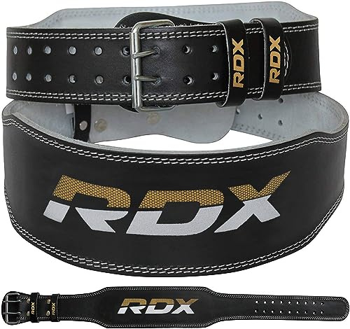 Authentische RDX Leder Gewichtheben 4 Gürtel Wieder Haltegurt Turnhalle Krafttraining Fitness Schwarz Gr. M