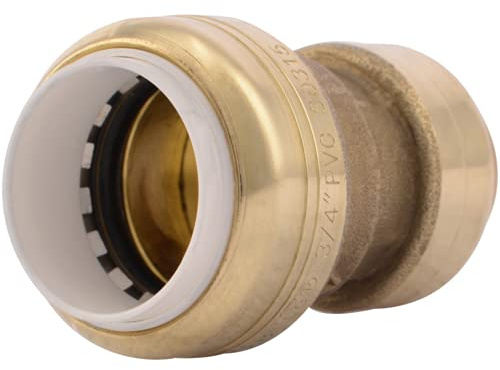 SharkBite 3/4 Inch CTS x 3/4 Inch PVC Transition Coupling, Push to Connect Brass Plumbing Fitting, PEX Pipe, Copper, CPVC, PE-RT, HDPE, UIP4016A