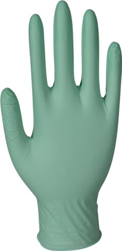 ABENA Green Disposable Nitrile Gloves, X Large, Pack of 100, Powder Free, Latex Free, Examination Gloves for Cleaning, Food Prep, Beauty, Medical & Hygiene, Strong Single Use Protective Gloves