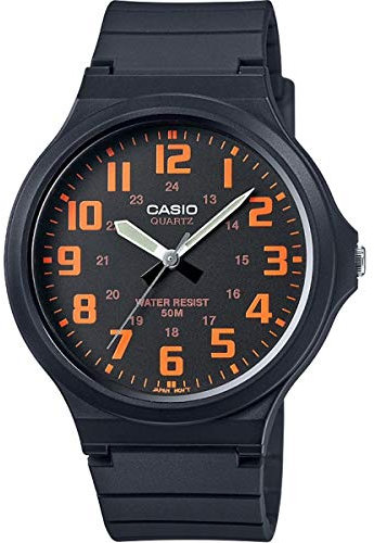 Casio Unisex Quartz Armbanduhr, 42.00mm Gehäusegröße mit schwarz analog Zifferblatt und schwarz Rubber Strap Armband MW-240-4BVEF