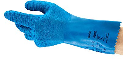 Ansell AlphaTec 62-401 Chemical Protection Gloves in Latex, Blue, Size 9 (6 Pairs)