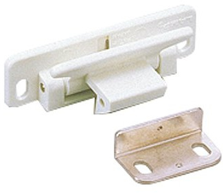 LAMP Hebelverschluss LL-66-WT Möbel Türverriegelung für Türen ohne Griffe und Knöpfe, Kunststoff poliert
