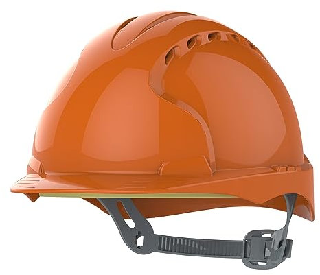 JSP EVO 2 Casque de sécurité avec harnais de réglage à cliquet Aéré Casque de sécurité industriel EN 397 pour le bâtiment, la construction et les chantiers Orange (AJF030000800)