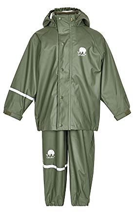 Celavi Jungen Basic Rainwear Set -Solid Pu Regenjacke, Khaki, 100 EU