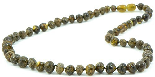 TheNaturalAmber Green Amber Necklace – Handmade Baltic Amber Necklace for Adults with Polished Baroque Beads – Natural Healing Jewelry 45cm