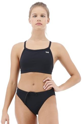 TYR Durafast One Diamondfit Bikini Swimsuit for Women - Athletic Training and Competition Swimwear Set - Resists Chlorine Black