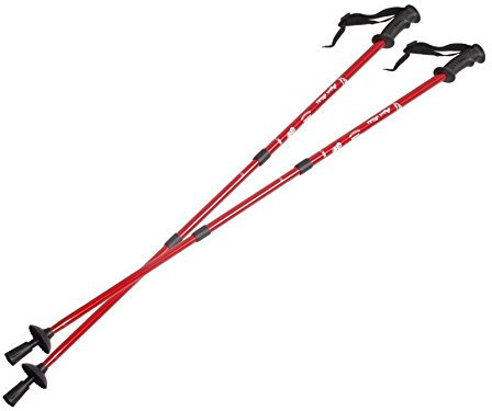 EUROBATT Nordic Walking Stöcke Stock Set 2 Stücke Paar Trekking Wander Länge 65-135cm Farbvarianten Walkingstöcke Anti-Shock Dämpfungssystem (Rot)