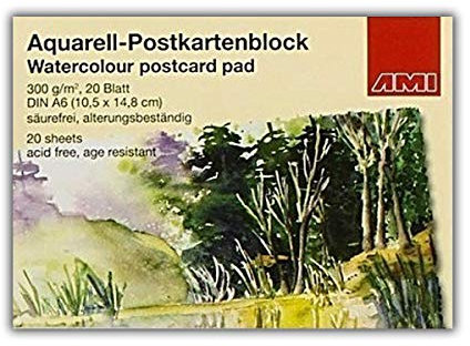 20 Blatt Aquarell-Postkartenblock DIN A6 / Postkarten selbst gestalten