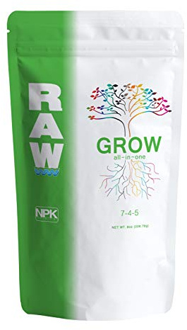 RAW All in One Grow Fertilizer 8oz | Water Soluble Plant Food for Hydroponics Soil & Indoor Plants, All Purpose Nutrients for Vegetative Growth, Garden & Vegetable Fertilizer