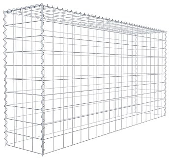 GABIONA Cesta de piedra de gavión rectangular, malla de 10 x 10 cm, profundidad de 40 cm, cesta de cultivo tipo 3, cierre de espiral, galvanizado (200 x 100 x 40 cm)