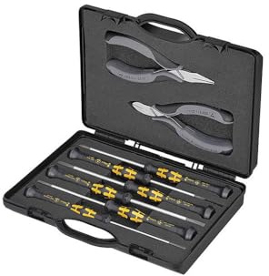 KNIPEX Elektronikzangen-Set mit Werkzeugen für Arbeiten an elektronischen Bauteilen 5-teilig 200 mm, 00 20 18 ESD