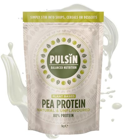 Pulsin - Unflavoured Vegan Pea Protein Powder - 1kg - 8.0g Protein, 0g Carbs, 41 Kcals Per Serving - Gluten Free, Plant Based, Palm Oil Free & Dairy Free