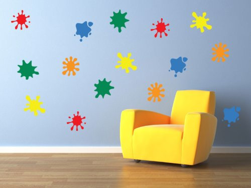 Vinyl Concept - Children’s Wall Stickers, Nursery Paint Blobs Wall, Kids Removable, Easy To Remove, Kids Wall Stickers, Art Mural, Art Decor, Sticker Diy Deco : Red - Large