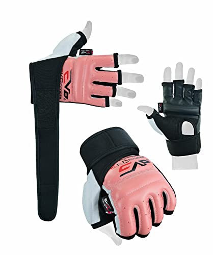 EVO - Damen Handschuhe aus REX Leder/Gel für MMA, Boxen, Sandsack, Kampfsport, Karate - S