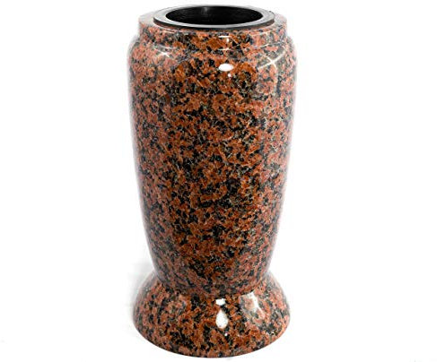 Afterglow Vase funéraire en granit véritable, Vanga, hauteur : 23 cm, diamètre : 12 cm, résistant aux intempéries et au gel, avec insert en plastique