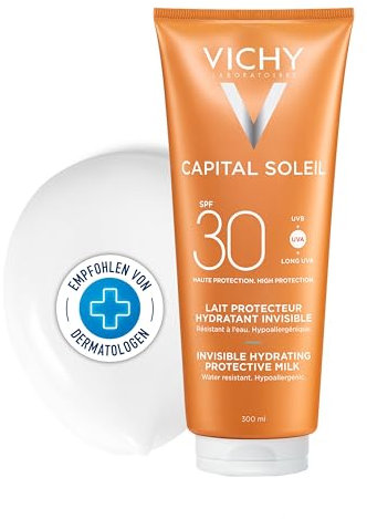 Vichy Ideal Soleil Sonnen-Fluid mit LSF 30, Mattierende Sonnencreme fürs Gesicht, Mit Anti-Glanz-Effekt, Hoher Schutz gegen UV-Strahlung, Für normale bis Mischhaut, 50 ml
