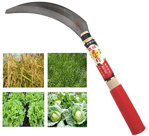 豊稔企販(HOUNEN KIHAN) Faucille Scie Dents Manuel Japonaise Acier SK-5 Manche Caoutchouc Récolte Légume Désherbage Outil Jardin Jardinage Fabriqué au Japon