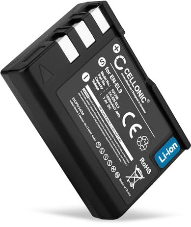 CELLONIC, Batteria per Fotocamera, Compatibile con Nikon D5000, EN-EL9, D3000, D60, D40, EN-EL9E (7.4V, 1000mAh)