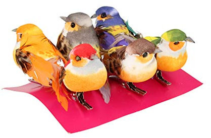 Artemio 13001005 Lot de 6 Oiseaux Multicolores sur Pince, 5 cm x 6 cm x 2,5 cm