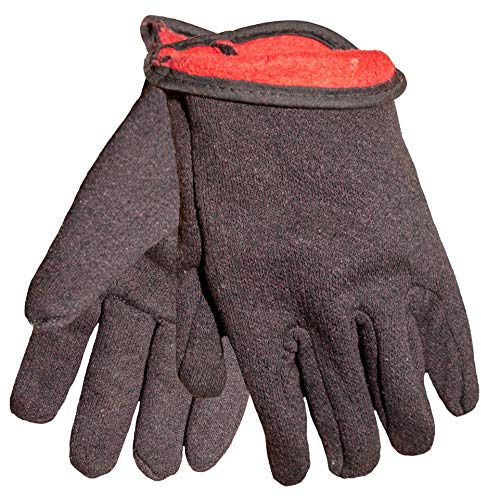 G & F 4414L-DZ Brown Jersey Winter Work Gloves with Red Fleece Lining, Large, 12-Pair