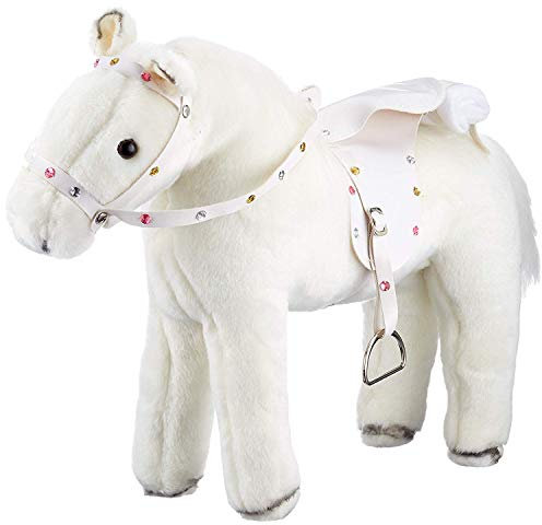Götz 3401485 Weißer Blitz Pferde-Puppe - biegsames Plüschpferd mit Soundchip für Stehpuppen - für Kinder ab 3 Jahren