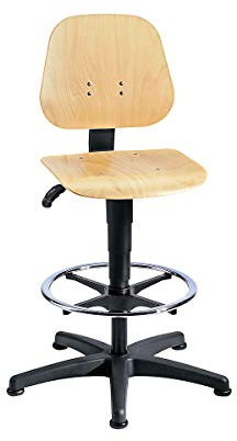 bimos Arbeitsdrehstuhl Unitec mit Gleiter und Fußring und Holz Sitzhöhe 580-850 mm