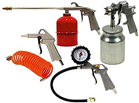KIT 5 ACCESSORI PER COMPRESSORE ARIA COMPRESSA PISTOLA GONFIAGGIO AEROGRAFO ABAC
