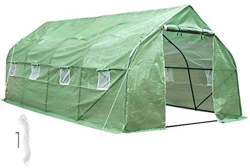 tectake® Invernadero Exterior de Policarbonato y Metal, Cubierta de PE contra UVA, Invernadero Terraza 143x143x195cm, Caseta Jardin Exterior, 8 Ventanas, Puerta Enrollable, Ideal Huerto y Jardín