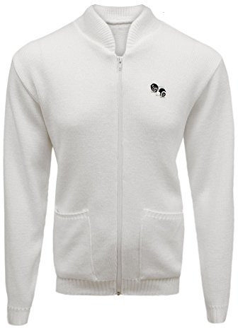New Unisex/Men's/Woman's/Ladies/Lawn, Bowling, Bowlswear, Bowls, White - Bowls, Zip Zipper, Cardigan, Jumper, Ribbed, Collar, Cuffs and Hem Front Pockets, Bowls Logo On Chest. (XXL, White)