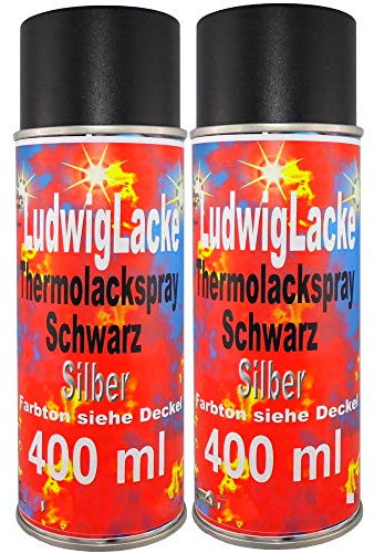 LudwigLacke 2 Thermolack Spray 400ml Schwarz Auspuff Motor Autolack
