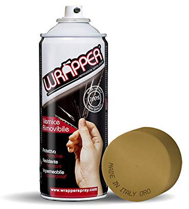 4R Quattroerre.it 16431 Wrapper Spray Oro Opaco | Vernice Removibile per Carrozzeria | Pellicola Spray Protettiva UV e Anti-Graffio | Wrapping Liquido Made in Italy