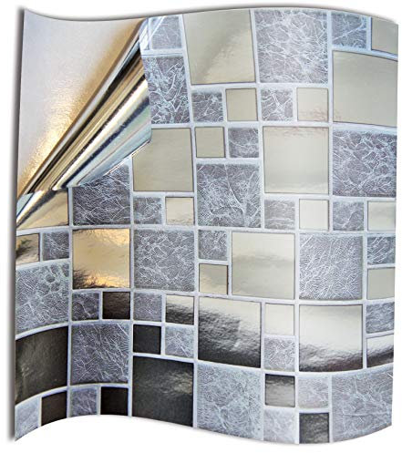 72 Silver Chrome Kitchen Bathroom Tile Stickers for 15 x 15cm 6 x 6 inches Tiles Kitchen TILE STYLE DECALS Peel and Stick Tile Transfers