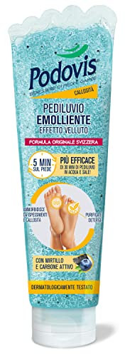 Podovis, Pediluvio Emolliente - Effetto Velluto, Piedi Morbidi e Lisci, Rimozione Calli e Duroni, Elimina gli Ispessimenti della Pelle, Effetto Massaggiante ed Esfoliante, 150 ml