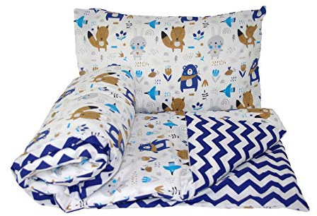 Baby's Comfort Reversible 2pcs Baby Bedding Set Duvet/Quilt Cover + Pillowcase (120x90cm for cots and cotbeds, 3 - Beige Chevron/Cream)