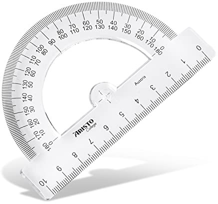 Aristo AR23301 College Halbkreiswinkel 180 Grad, Steg mit 10 cm, Skala 0-180 Grad