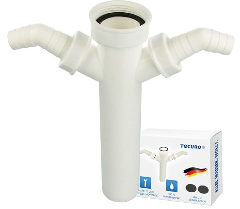 Tubo de inmersión Tecuro, tubo de ajuste con 2 conexiones para montaje de lavado, manguera de desagüe para lavavajillas