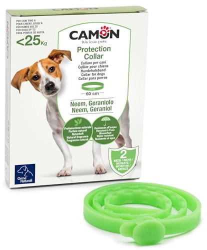 CAMON | Collare Barriera per Cane Olio di Neem, Rilascia Un Gradevole Odore, Resistente all'Acqua, Protezione per Circa 2 Mesi, 60cm