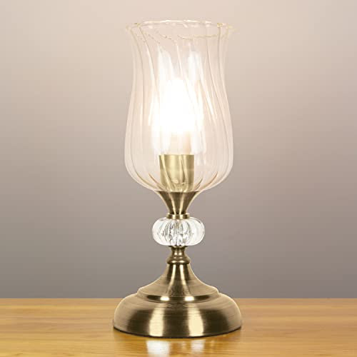 Anika 62480 Hurricane Table Lamp with Touch Activated Base / 3 Brightness Settings/Easy to Install Bulb/Antique Brass Effect Base/Mains Powered / 28 x 12.5cm