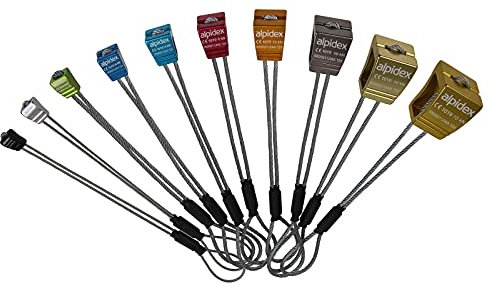 ALPIDEX Klemmkeile Set 10 teilig ; Größe 1-10 Klemmgerät Sicherung Trad Klettern Clean Climbing Drahtschlinge