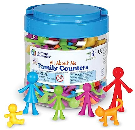 Learning Resources Figurine di Famiglia All About Me, 3+ Anni, Set 72 Figurine Colorate in PVC per Conteggio, Ordinamento e Gioco Educativo