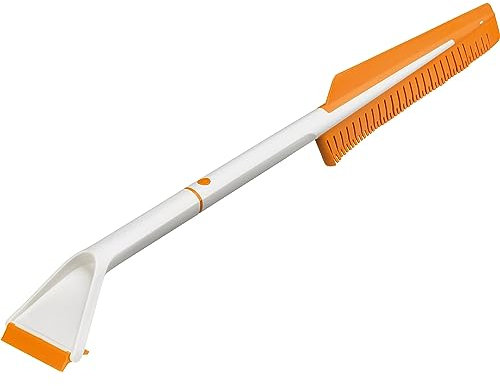 Fiskars Auto-Eiskratzer und Schneebürste, Auseinandernehmbar, Kunststoff/Silikon, Weiß/Orange, SnowXpert, 1019352