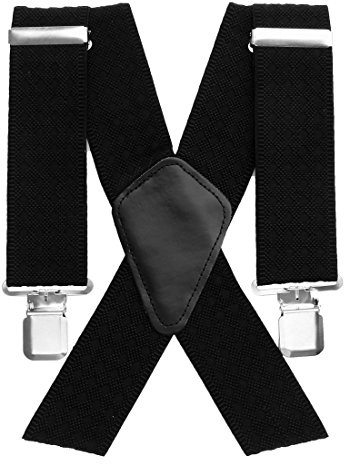 Aulola® Mens X Shape Braces Adjustable and Elastic Suspenders with A Very Strong Clips - Heavy Duty 50MM Wide Lattice Design