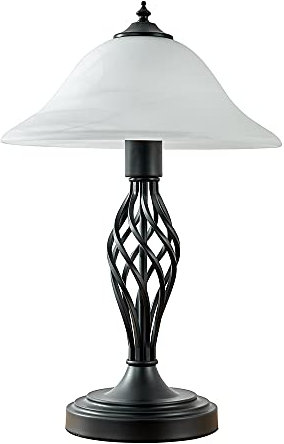 MiniSun | Traditional Style Black Twist Table Lamp with a Frosted Alabaster Shade | Table Lamps, Home Décor & Improvement Essential