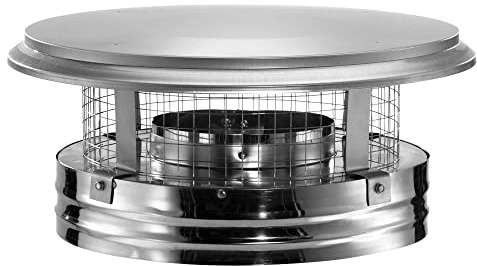 DuraVent DuraPlus 8 Inch Stainless Steel Round Chimney Cap with Triple Wall Design, Spark Arrestor Screen and Removable Screws, Silver