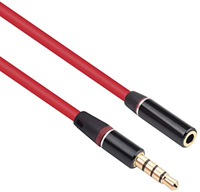 3.5mm Audio Extension Cable Male to Female Compatible with Beats Solo3, Solo2, Studio1 Headphones – AUX Headphone Extension Cord for Phones, Tablets, Laptops, MP3 Players, Speakers (Red)